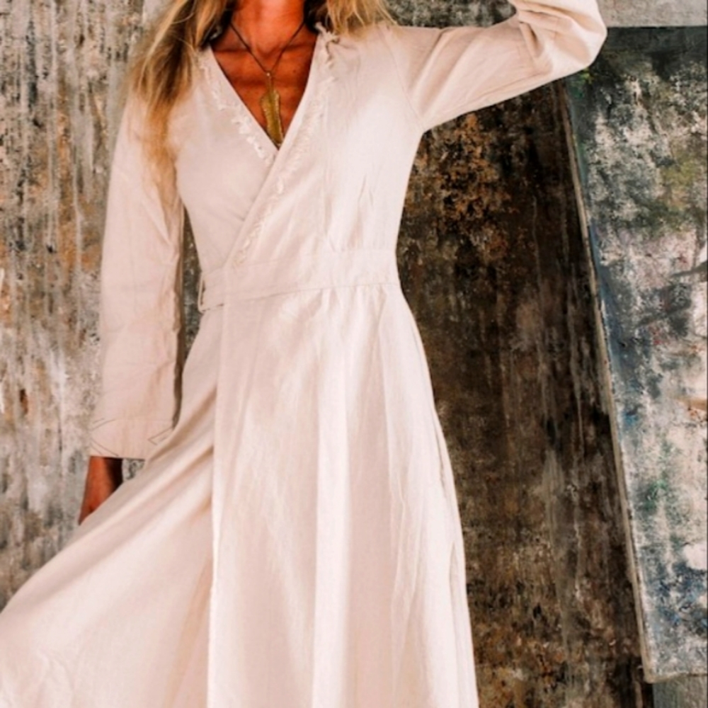 Custom linen wrap dress